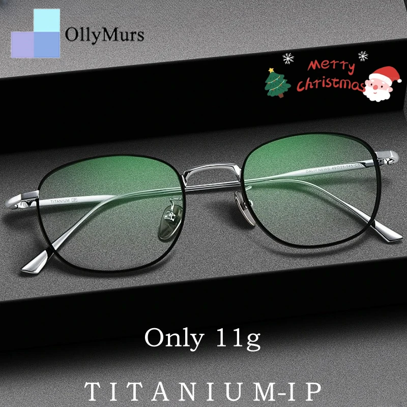 

OLLYMURS Сверхлегкие оправы для очков для мужчин, повседневные маленькие роскошные женские очки в стиле ретро, круглые, из чистого титана, оптическая по рецепту