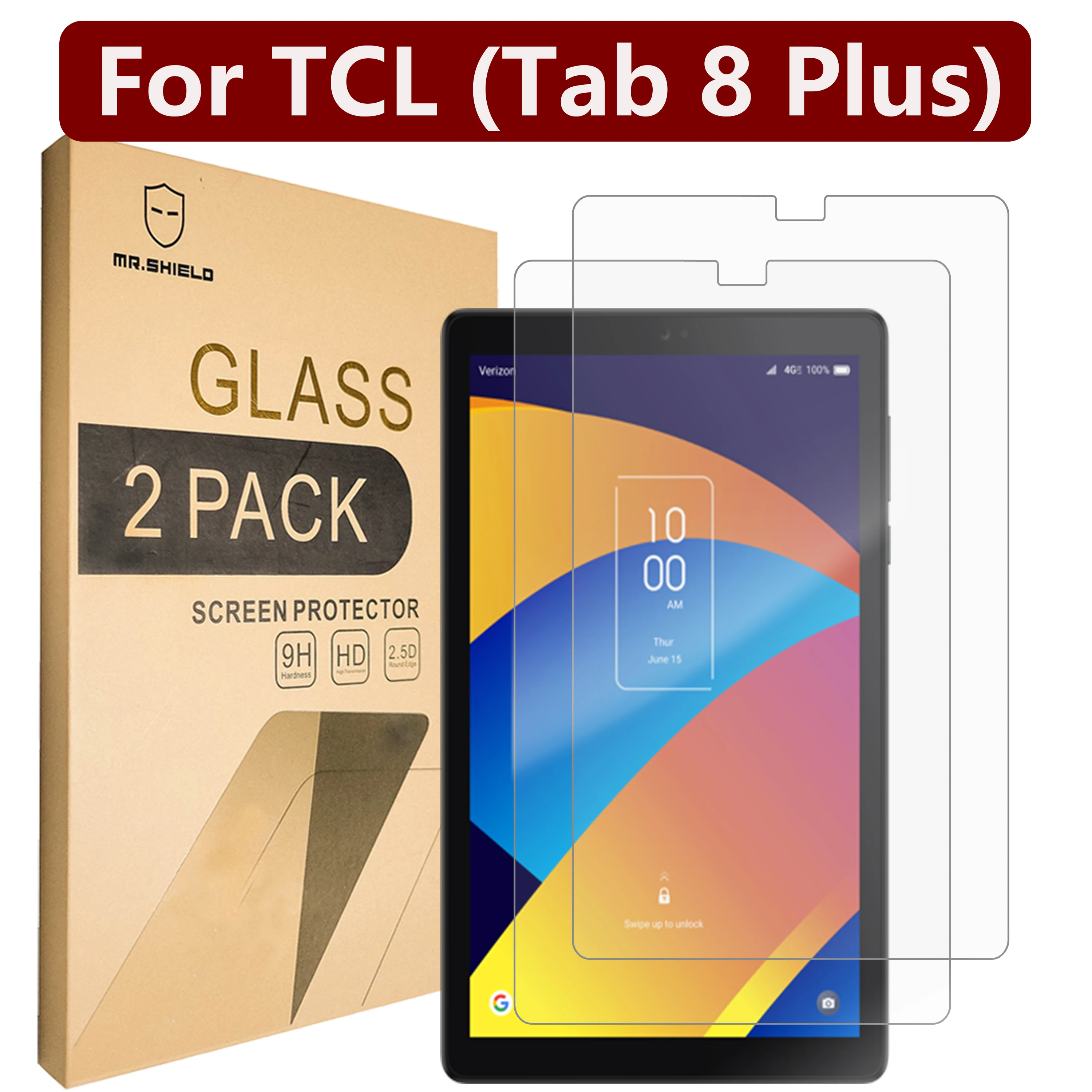 

Mr.Shield Screen Protector compatible with TCL (Tab 8 Plus) [Tempered Glass] [2-PACK] [Japan Glass with 9H Hardness]