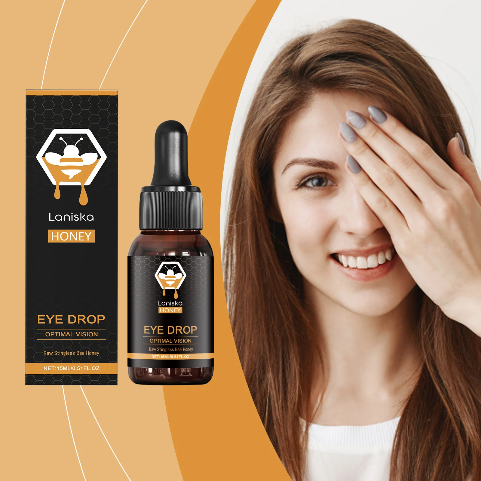 

Капли для ухода за глазами Laniska Bee Honey, улучшают размытое зрение, снимают усталость глаз, сухой зуд, дискомфорт, решение для защиты глаз