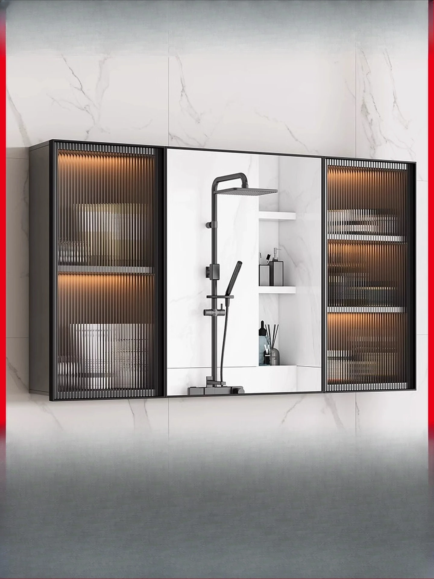 Aluminum alloy mirror cabinet, mirror box, bathroom cabinet combination, separate storage box, bathroom wall-mounted storage mir