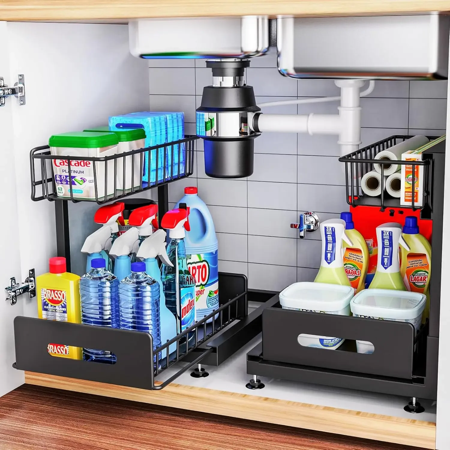 

Dataroad SeleadPack Under Sink Organizers and Storage,Pull Out Cabinet Organizer,Sliding Out Kitchen Basket Sink Shelf Cabinet