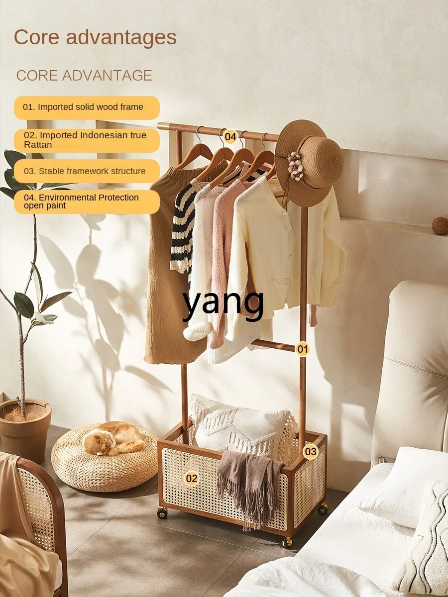 

LTT Floor Bedroom Movable Dirty Clothes Basket Pewter Wooden Hanger Indoor Multi-Function
