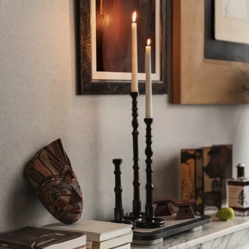French Style Metal Candlestick Holder Creative Home Decor for Living Room Desktop Coffee Table Entrance Soft Decoration