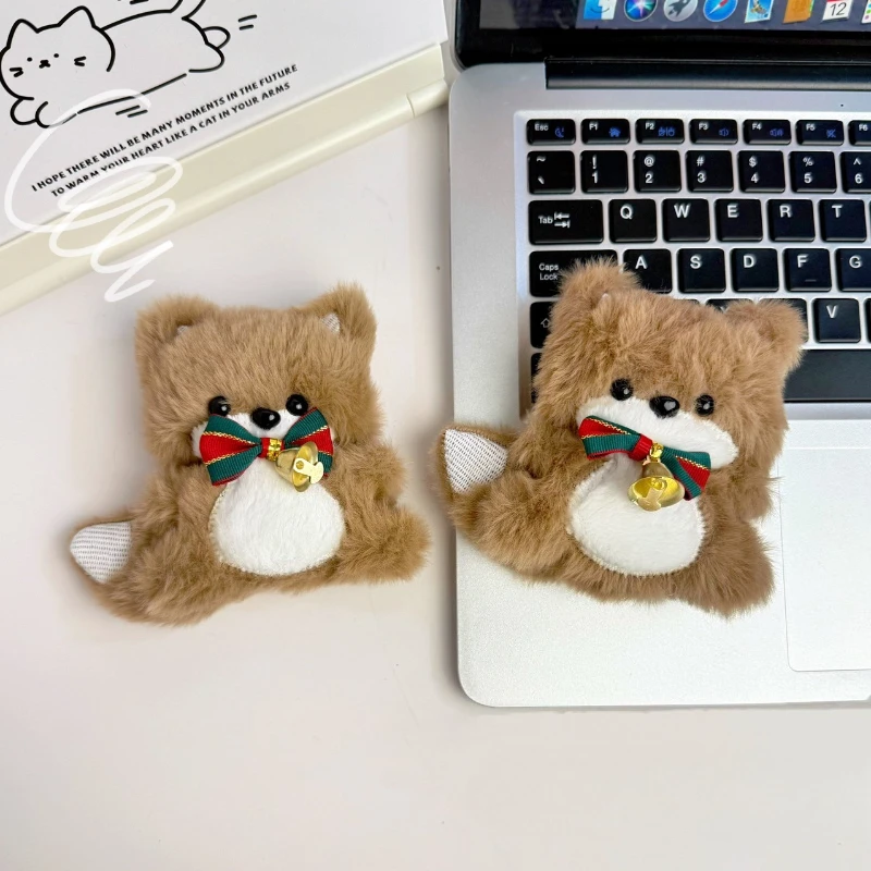 Nuevo zorro de peluche lindo campana de dibujos animados bolsa de zorro colgante accesorios de decoración muñeco de peluche de Navidad regalo para llaveros de niños y niñas