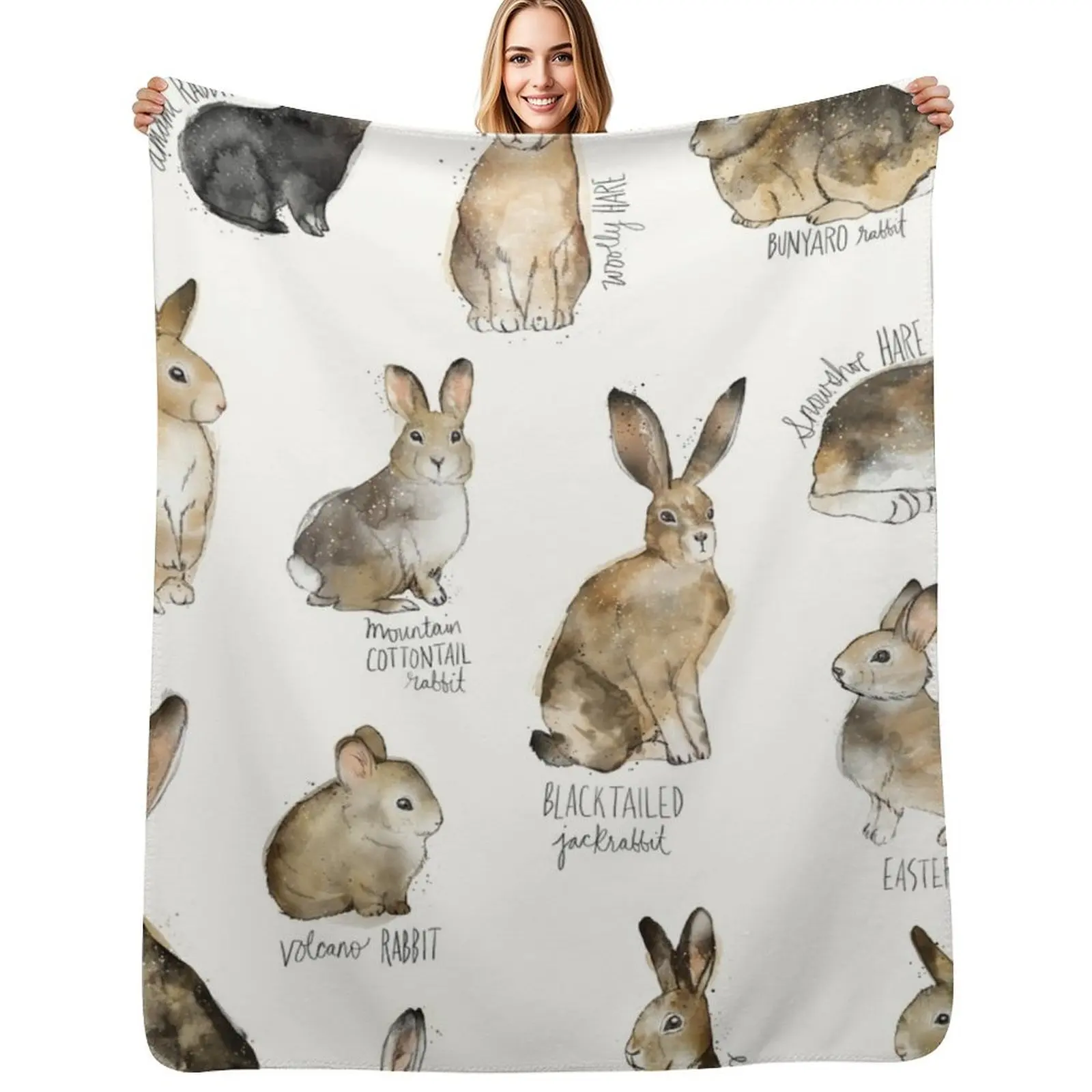 Rabbits & Hares Throw Blanket Luxurious Soft Blanket Holiday Gift for Family