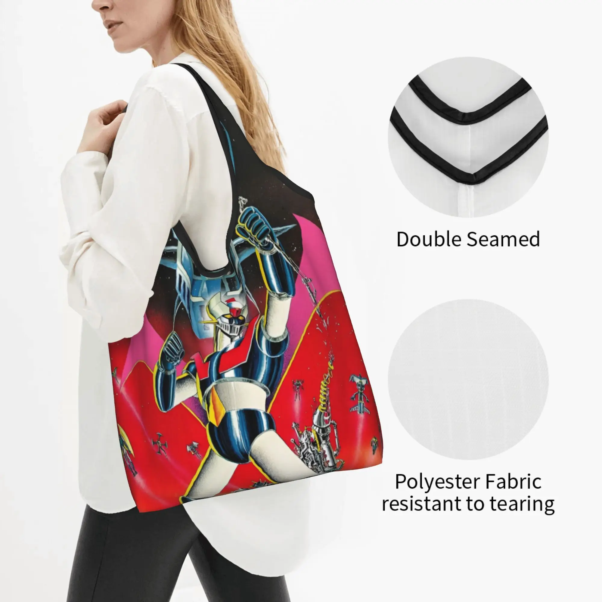 Comic G-Grendizeres Manga Grocery Shopping Tote Bags Women Custom  Shopper Shoulder Bags Big Capacity Handbags