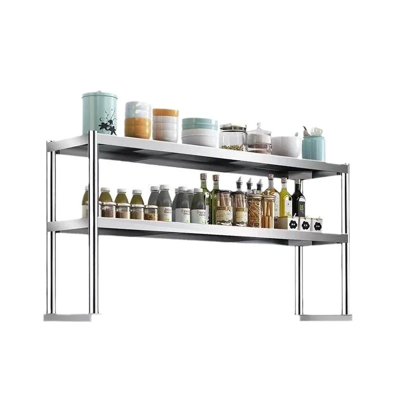 High Strength Stainless Steel Kitchen Desktop Shelf 2-Tier Table Top Display Rack Shelves for Hotels & Restaurants&Home