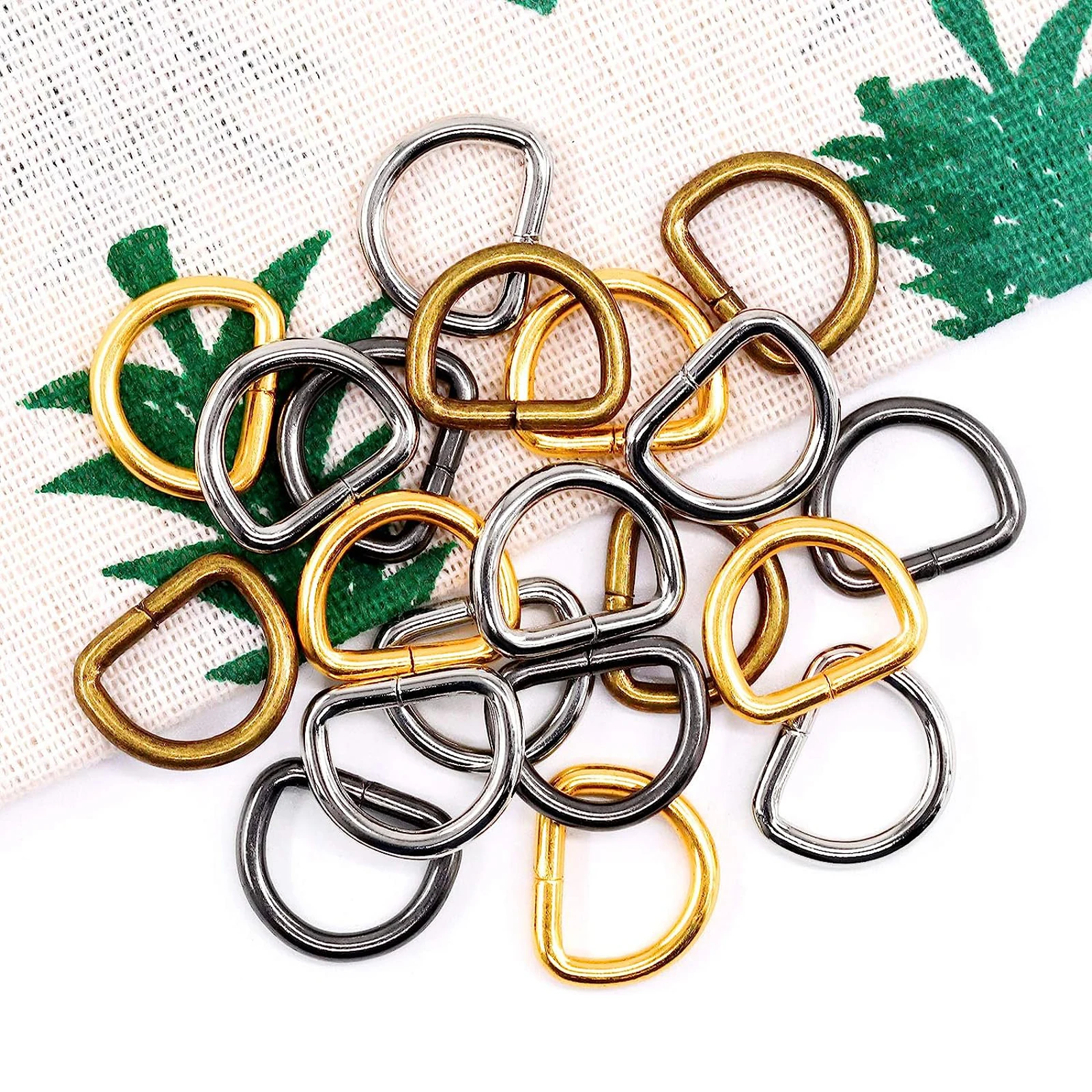 120Pcs 1/2 Inch 13mm 4 Colors Multi-Purpose Metal D Ring Semi-Circular D Ring for Hardware Bags Ring Hand DIY Accessories