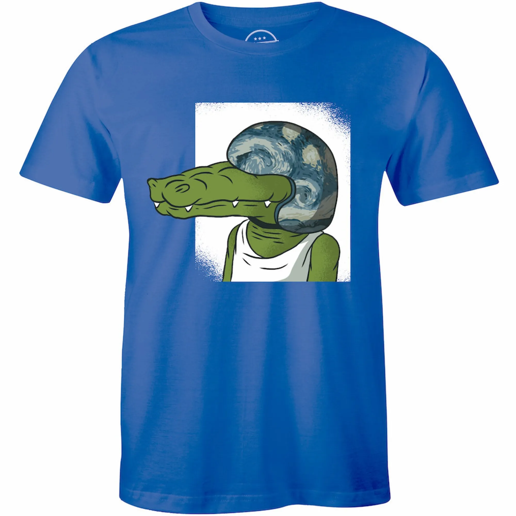 Funny Cartoon Crocodile Wearing A Helmet - Motorcycle Biker Men's T-shirt Gift