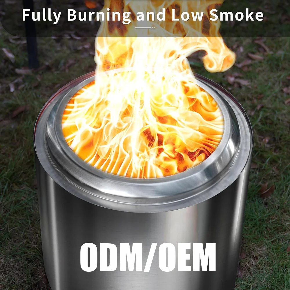 Stainless Steel Stove Portable Stove Smokeless Wooden Fire Pit Camping Campfire Bonfires Fire Pit Outdoor Smoke-free Fire Pit