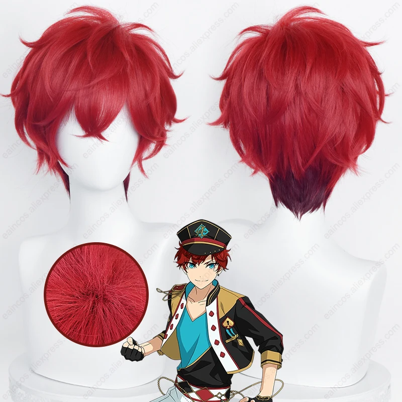 ES ALKALOID Hiiro Amagi Cosplay Wig 35cm Red Mixed Color Wigs Heat Resistant Synthetic Hair