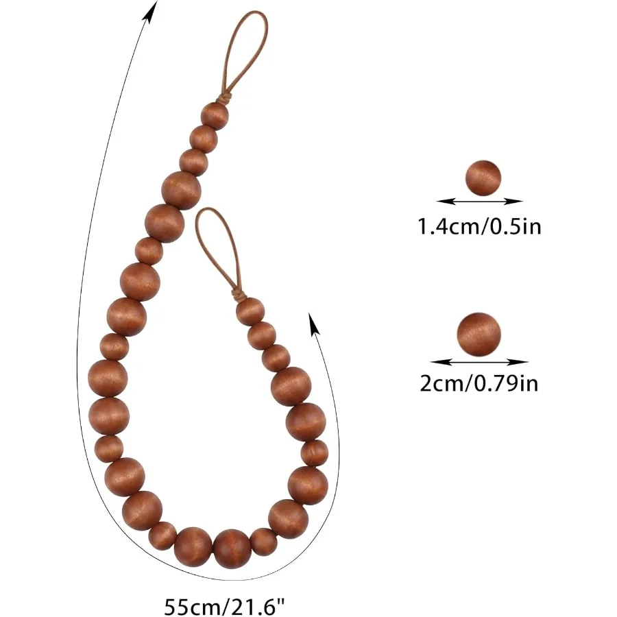 2 قطعة رباط للستائر الخشب حبة الستار Tiebacks لجدار نافذة العلاج Holdbacks مع السنانير في لون القهوة أنيق و #4