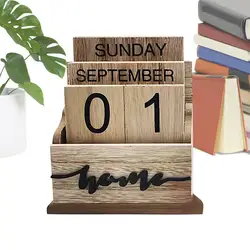 Wooden Desk Calendar Multipurpose Wooden Perpetual Calendar Rustic Calendar For Bedrooms Decorative Date Blocks For Living Rooms