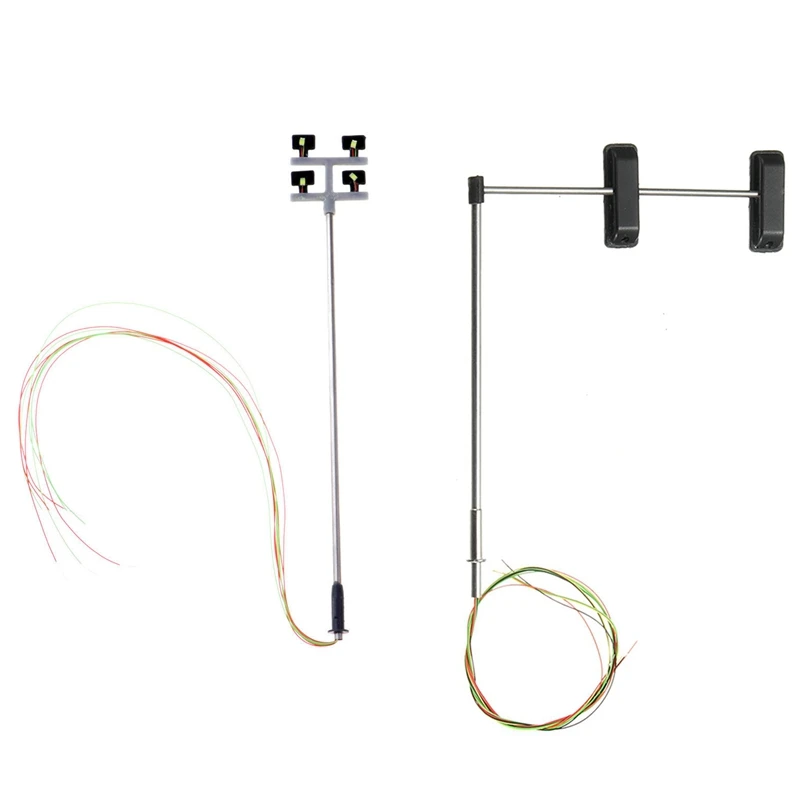 A003 5 peças escala 1:100 ho 4 luzes de rua led cenário mini poste de luz e 1 peça 3 cores semáforo sinais escala modelo 6 led