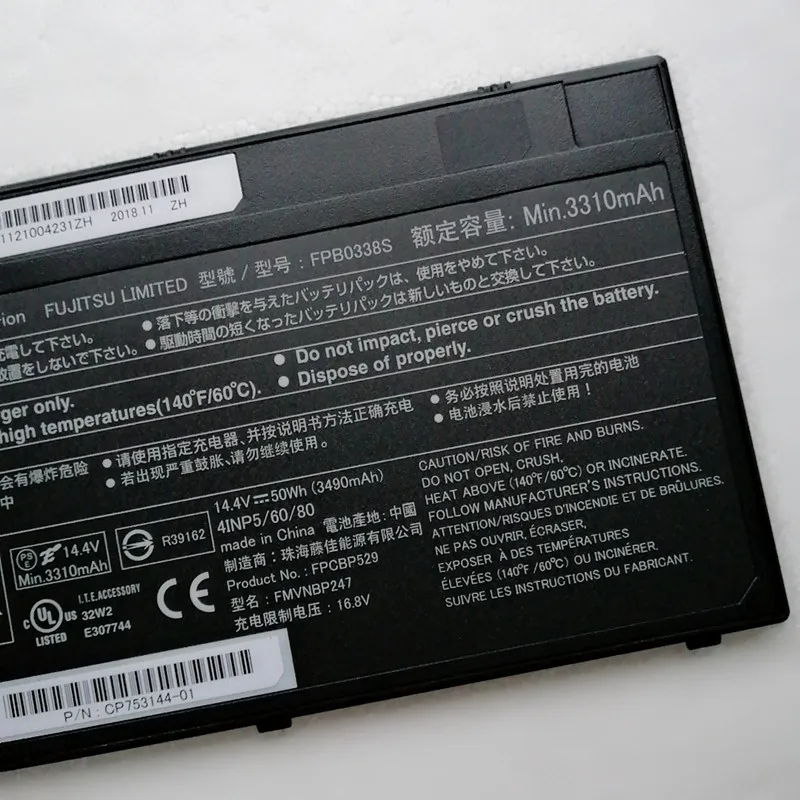 Nieuwe Batterij FPB0338S CP734928-01 , FPCBP529AP , FPCBP531AP Voor Fujitsu Lifebook Lifebook P727 , P728 , T937 14.4V, 50WH/3490Mah