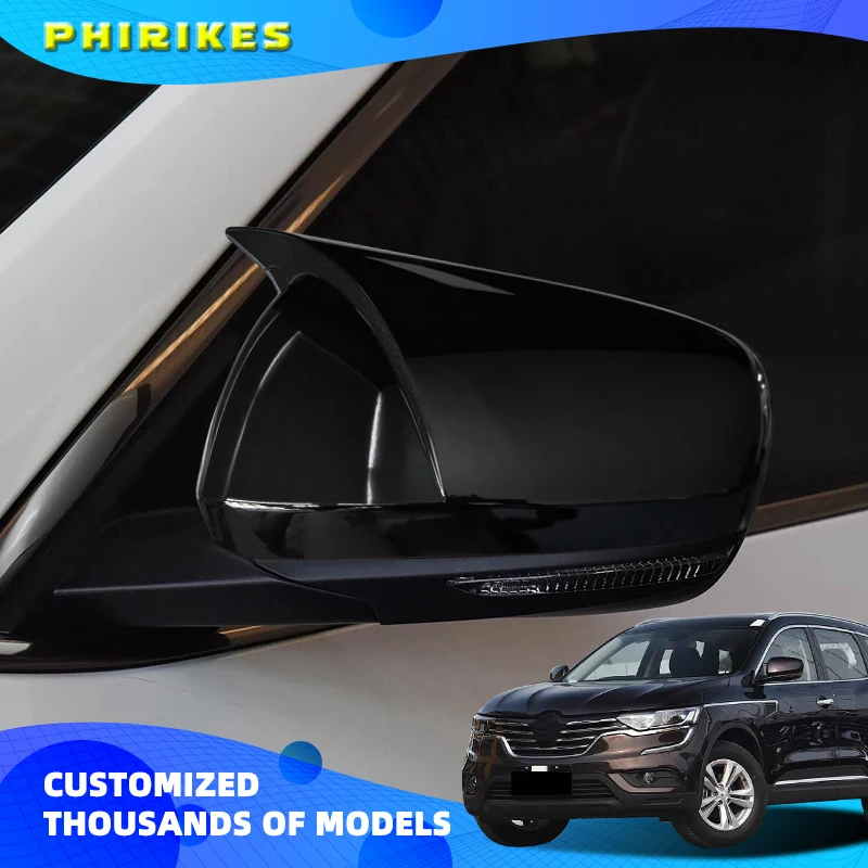 Glossy black Side Mirror Covers For Renault Koleos MK2 HC For Samsung QM6 2017-2023 Car accessories