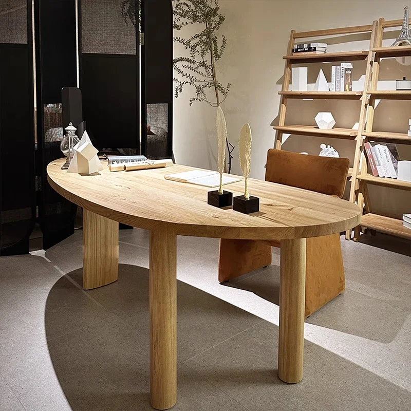 Nordic wabi sandy solid wood special-shaped desk log living room bedroom desk household Italian minimalist creative