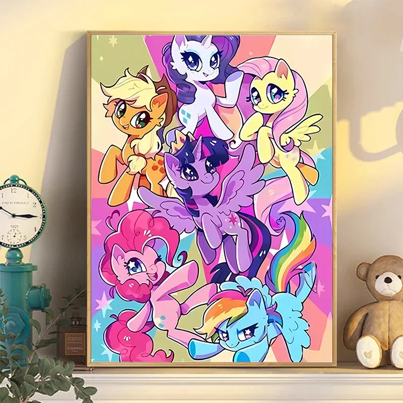 My Little Pony Pinkie Pie cartoon kawaii digital oil painting diy coloring children's hand-filled acrylic oil painting new style