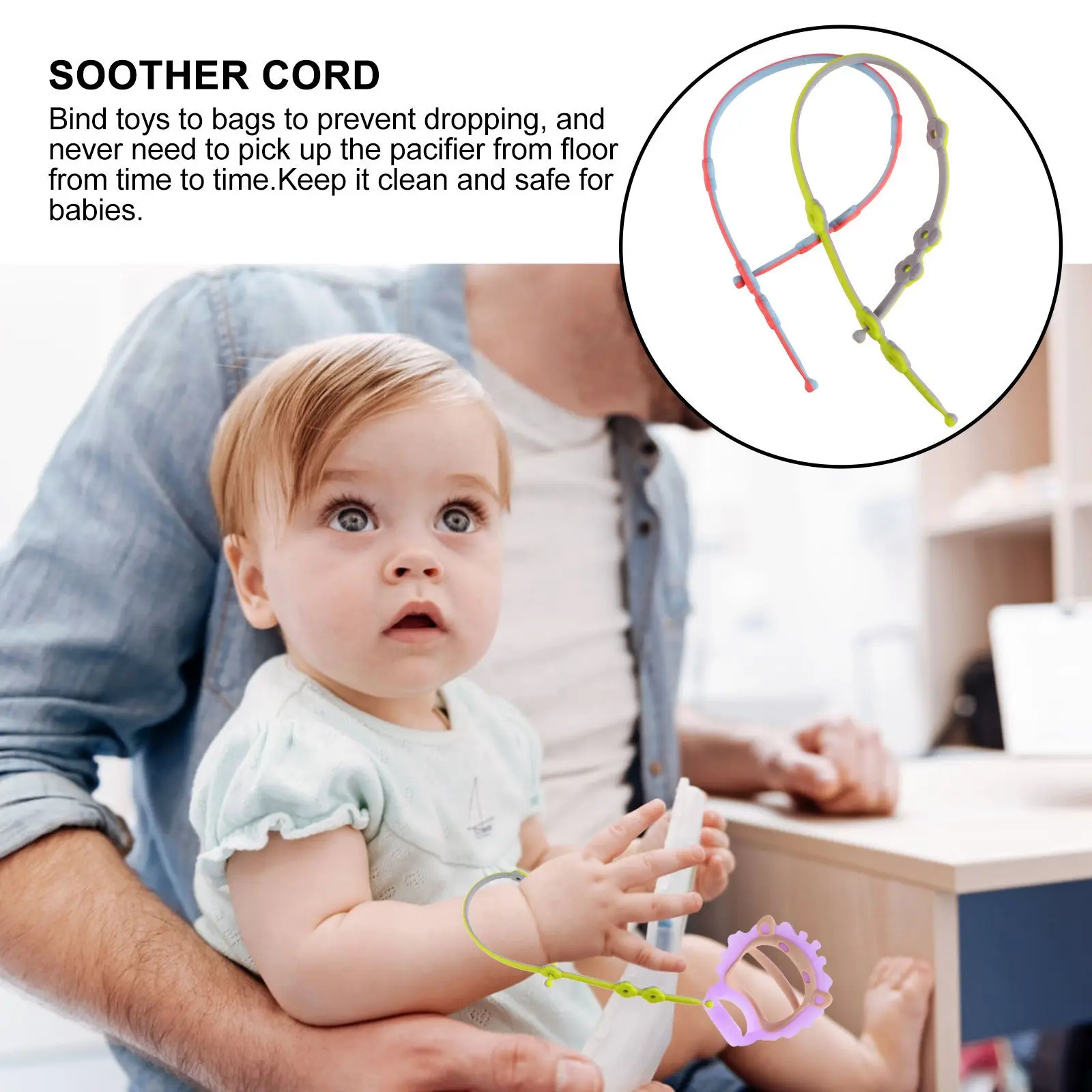 

2Pcs Pacifier Hanging Leash Colorful Straps Bind Bags Avoid Floor Contact Train Color Sensitivity Pacifier Leash