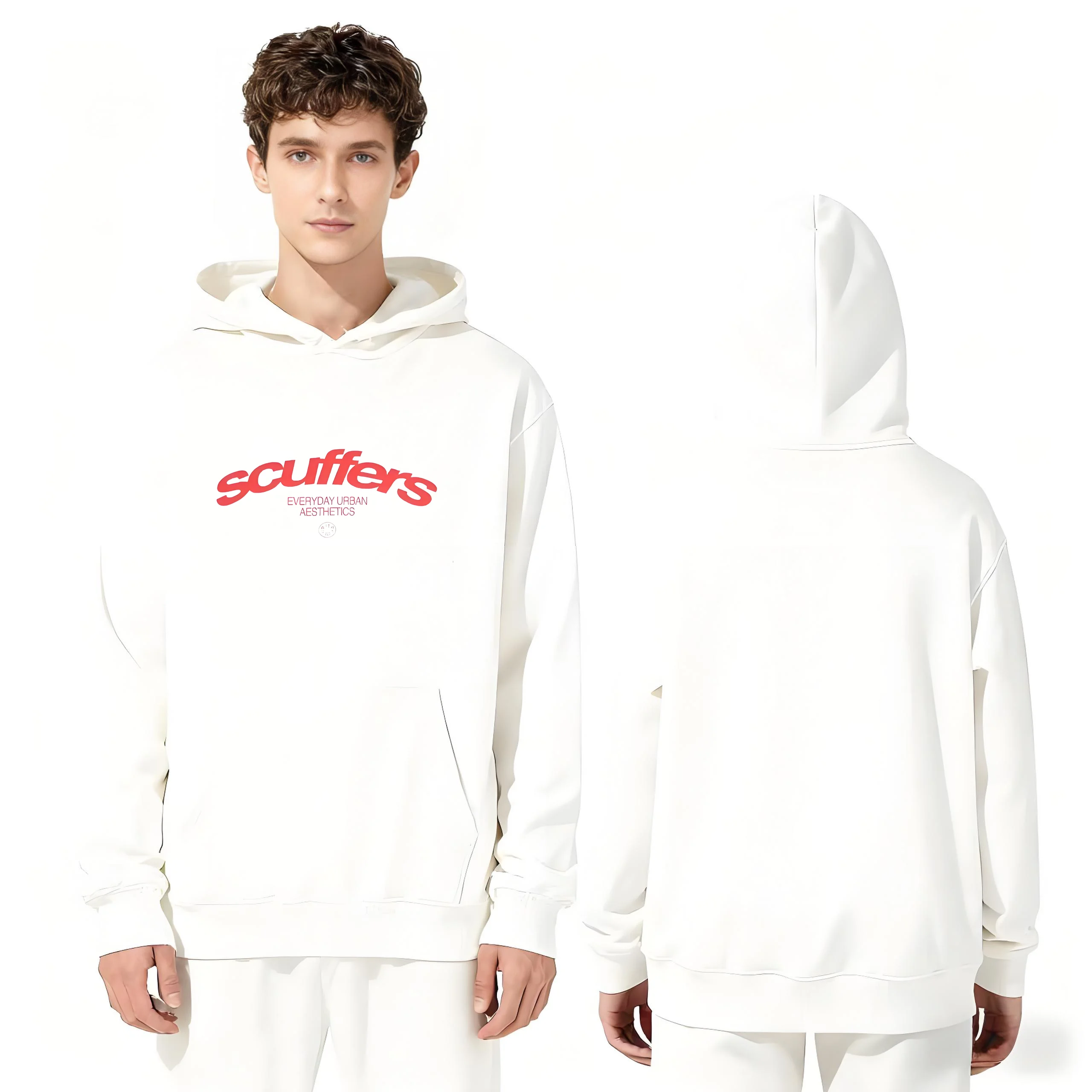 2025 nuevo SCUFFERS estampado 330g Sudadera con capucha pesada Unisex Casual Streetwear sudadera hombres mujeres moda pulóver