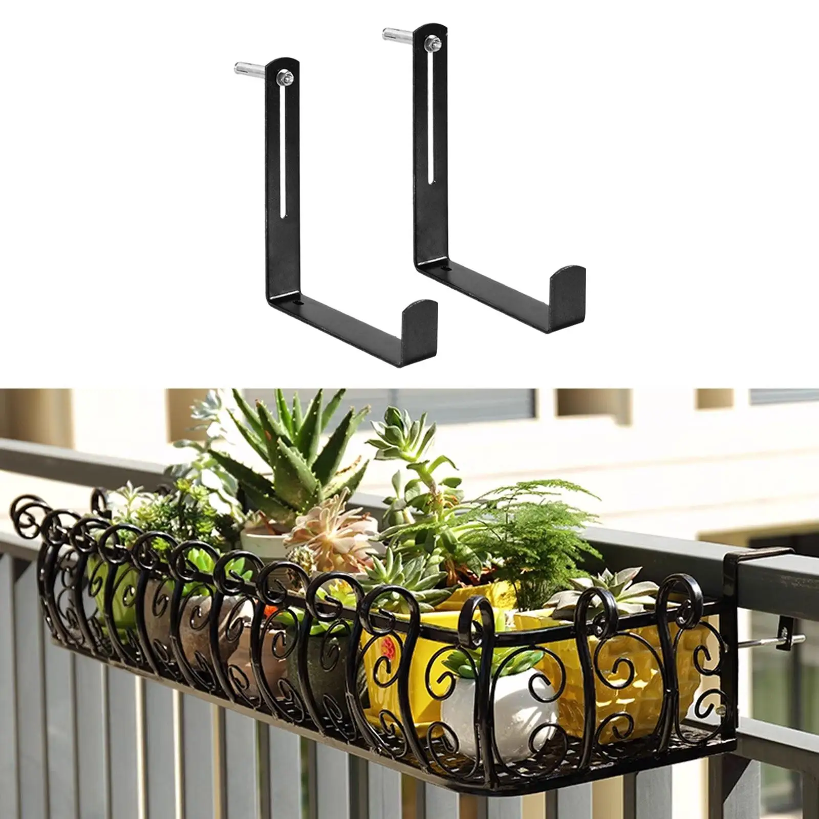

2Pcs Wall Mounted Planter Box Brackets 15.5x3x18cm Multifunctional Metal Hooks for Pergola Simple Assembly Sturdy Accessory