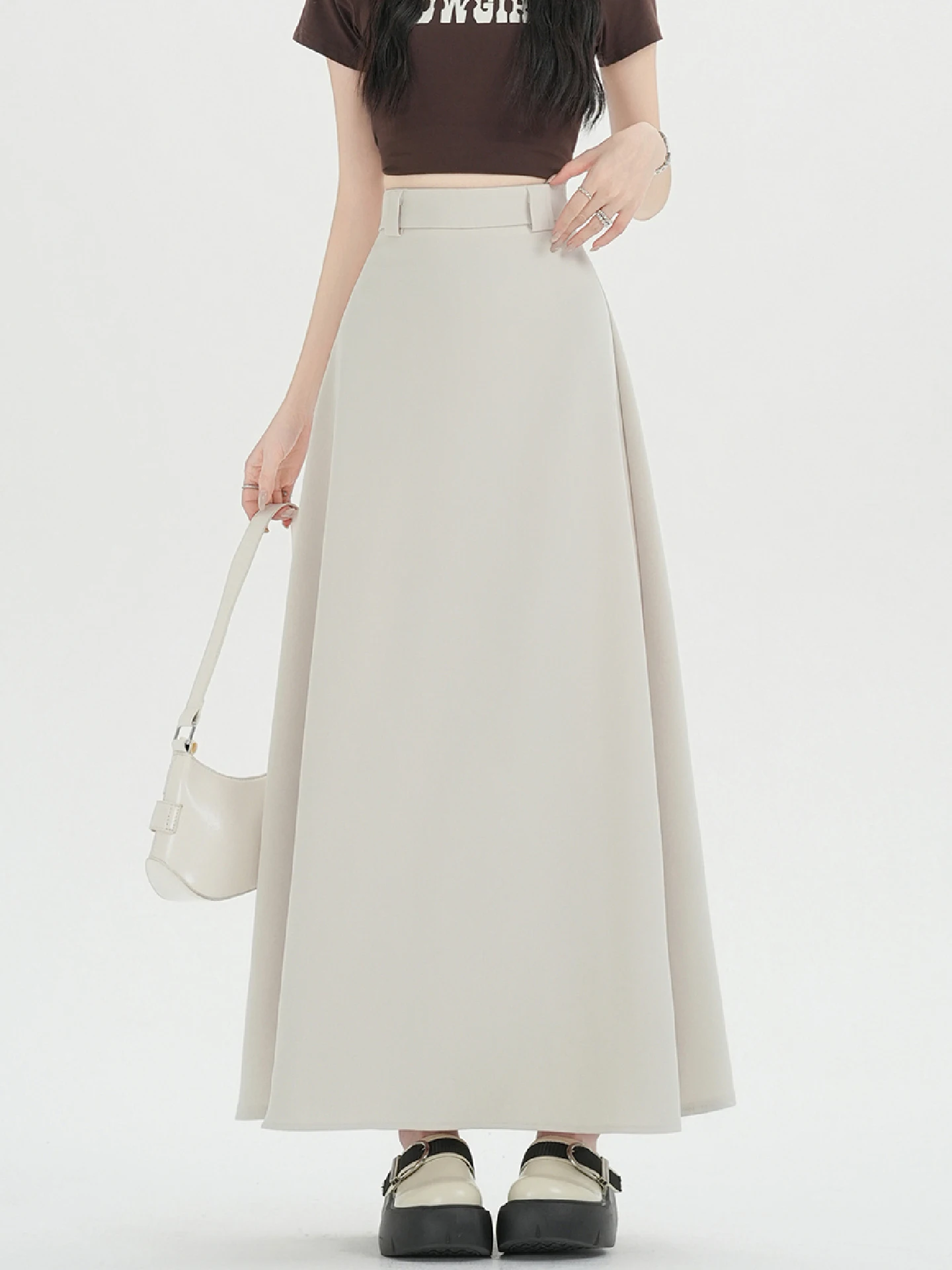 

High Waist A-Line Skirt Suit Women's Spring Summer Slimming Long Umbrella Skirt Korean Sle Commute Polyester Fiber