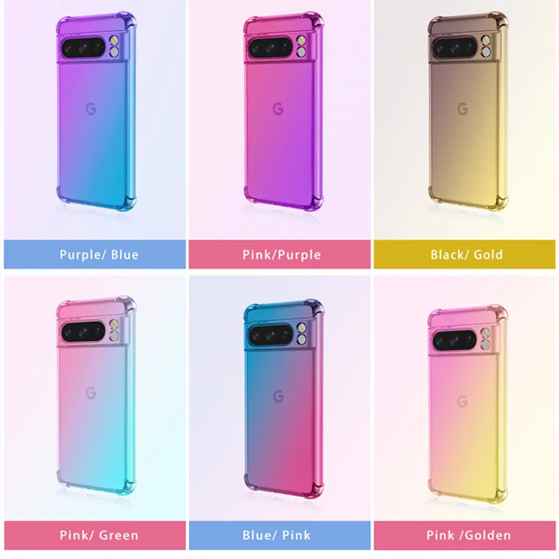 Shockproof Gradient Airbag TPU Case for Google Pixel 9 Pro XL 8A 8 Protective Cover Coque Capa Shell Fundas