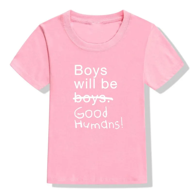 Summer Toddler Kid Boy Clothes Boys Will Be Good Humans Funny Shirt Kids Letter Print Shirt Children Cute Casual Tops Outwear