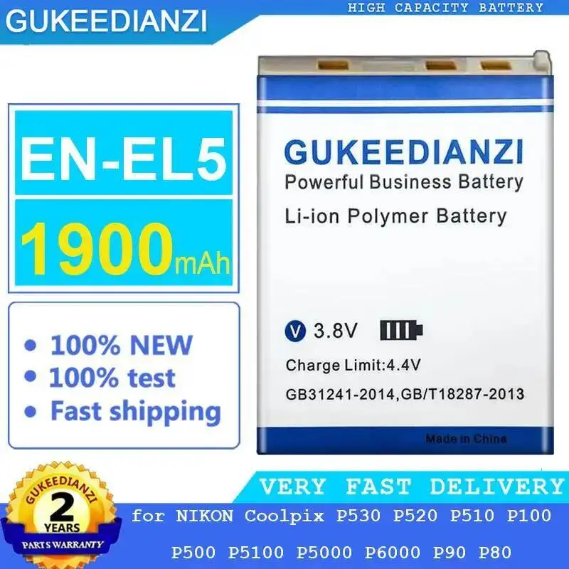 

Аккумулятор для камеры EN-EL5 1900 мАч для Nikon Coolpix P530 P520 P510 P100 P500 P5100 P5000 P6000 P90 P80