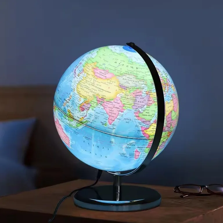 20cm Illuminated English Version World Globe Led Light Up Educational Desktop Globe Decorative Night Light Lucky Gift For Home