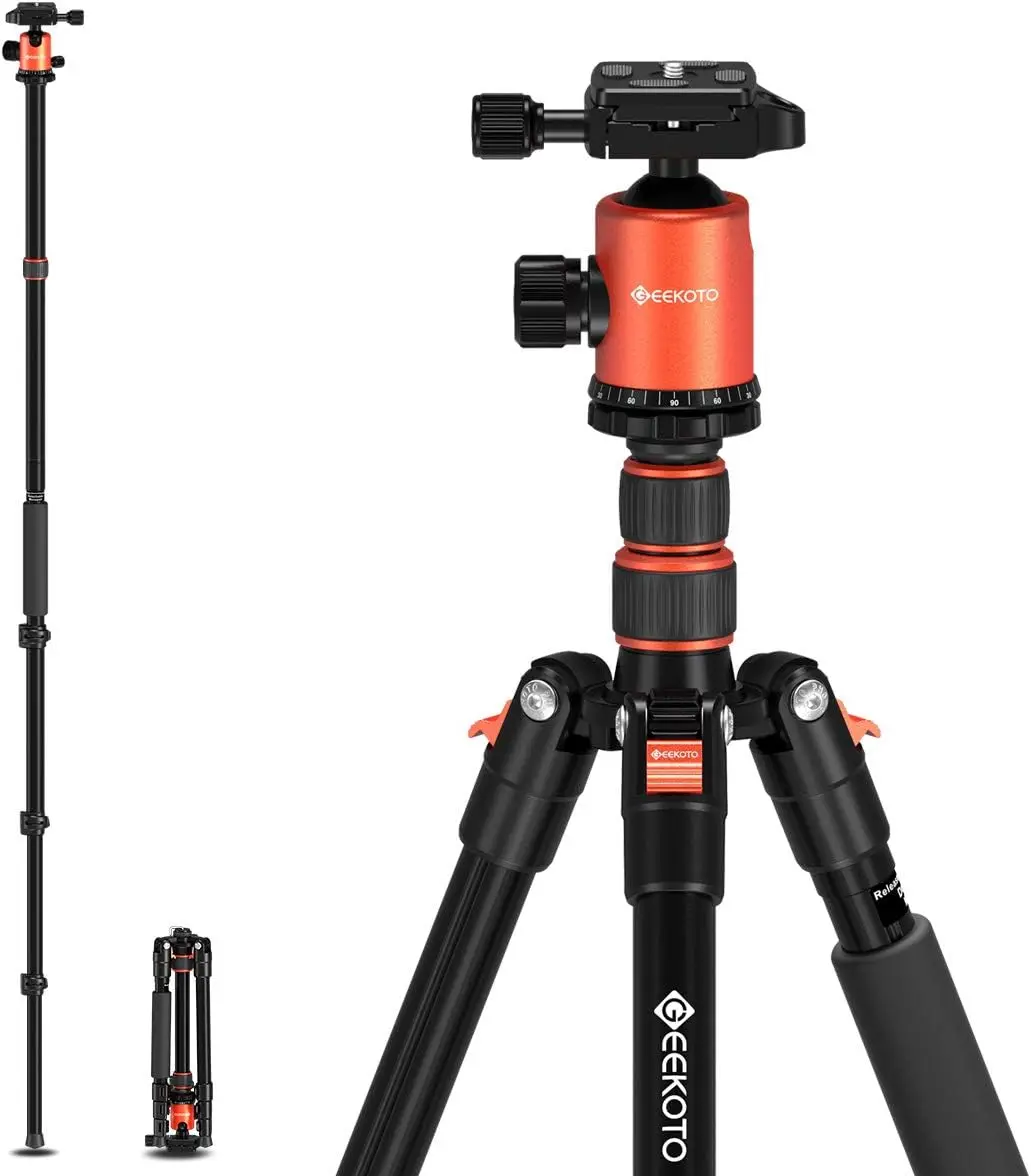 

77" Tripod for DSLR, Compact Aluminum Tripod with 360° Ball Head, 8kg Load, Travel & Work