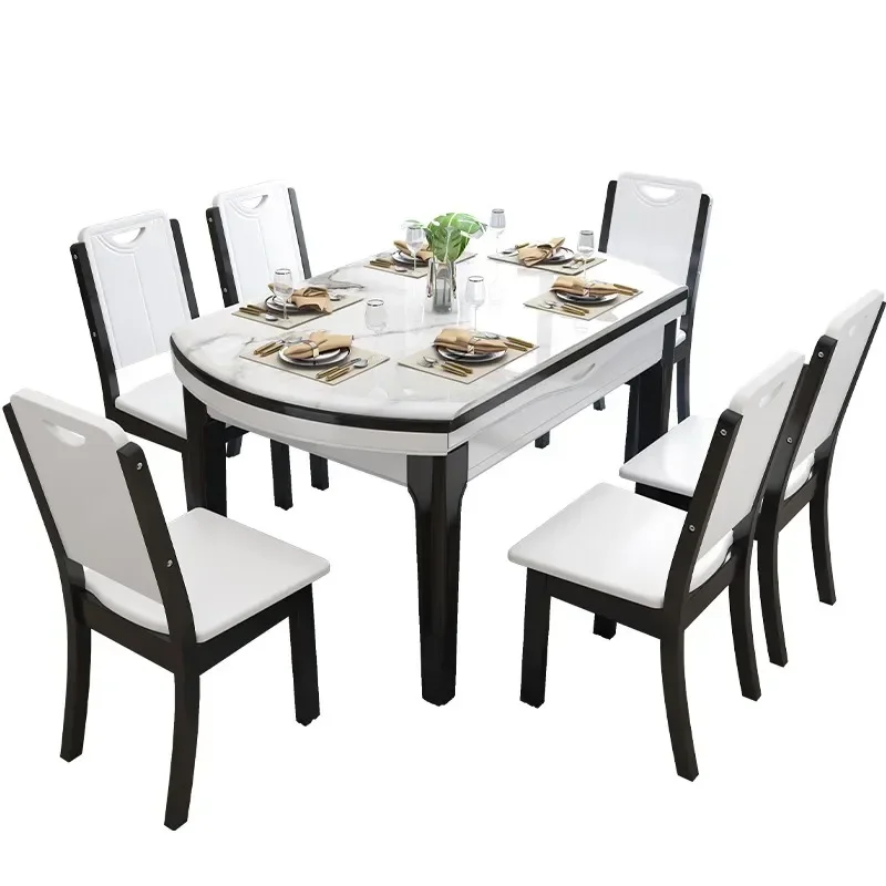 Top - Notch Long - Lasting Marble Dining Table, Foldable Circular Table And Chair Combination, Small Household Dining Table Supe