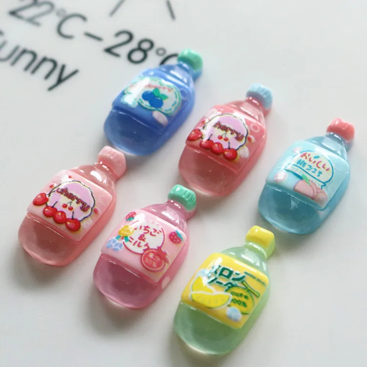 10Pcs New Kawaii Cute Drinks Bottle Flat Back Resin Cabochons Scrapbooking DIY Jewelry Party Craft Decoration Charm Accessories