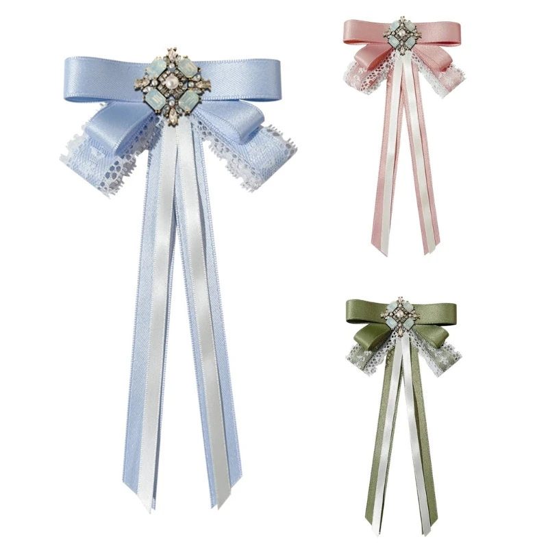 

Colorful Ribbon Collar Bow Tie Lady Brooches Perfect for Wedding Engagement HXBA