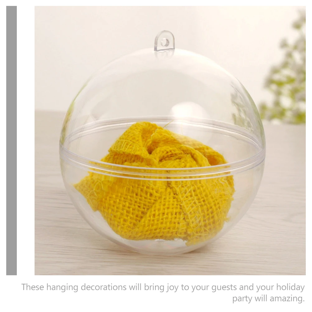 

12Pcs Transparent Christmas Ball Hanging Ornament Clear Plastic Fillable Baubles for Xmas Tree Decor Party Holiday Decoration