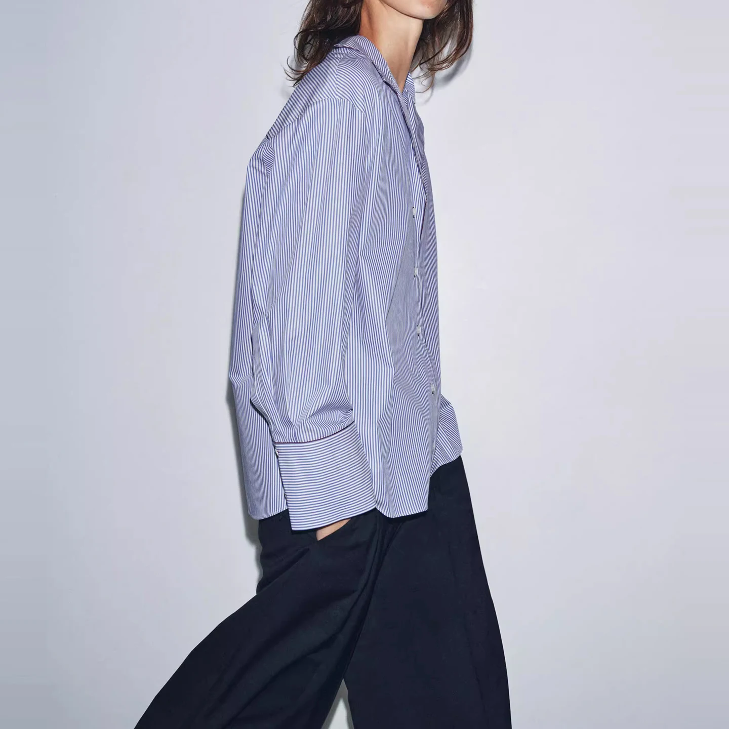 

Новинка осени 2022, женская одежда с воротником-стойкой и длинным светом, полосатый узор, цветная одежда с детализацией, повседневная одежда