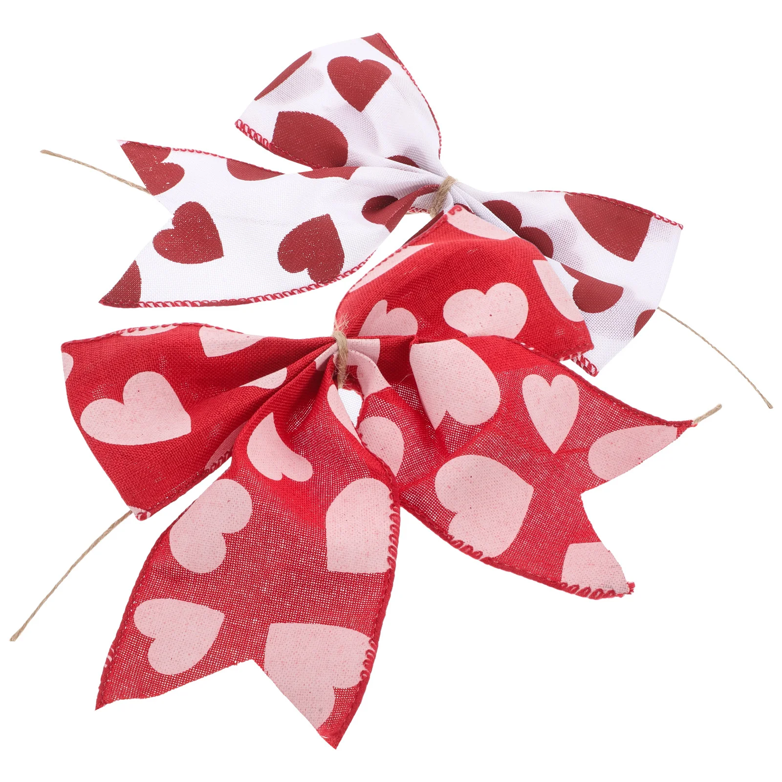 

2Pcs Butterfly Knot Ornament Heart Pattern Valentine Bow for Wedding Decoration Romantic Present Wrap Festive Event Decor