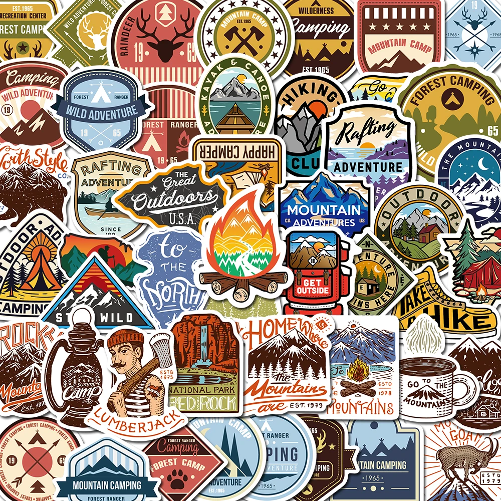 10/48PCS Outdoor Camp Hike Stickers Vintage For Gift Notebook Luggage Motorcycle Laptop Refrigerator Decal Graffiti