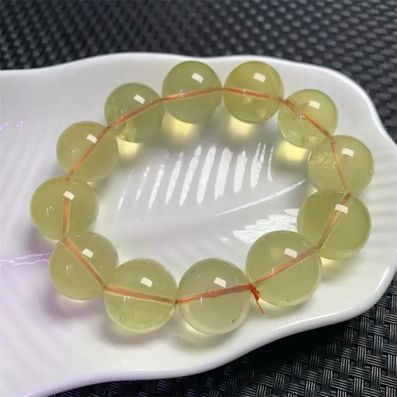

18.8MM Natural Lemon Citrine Bracelet Gemstone Crystal Healing Round Bead Bracelet Women Men Fine Jewelry Gift 1PCS