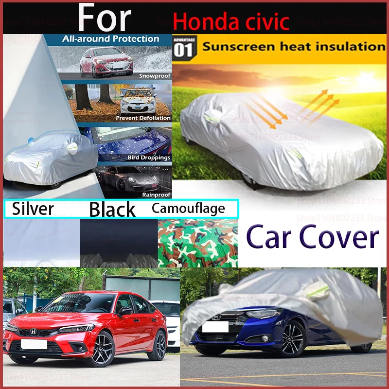 

Waterproof Car Covers for Honda Civic Universal Full Car Covers Outdoor Sun Protection Cover Reflector Dust Rain Snow Protective