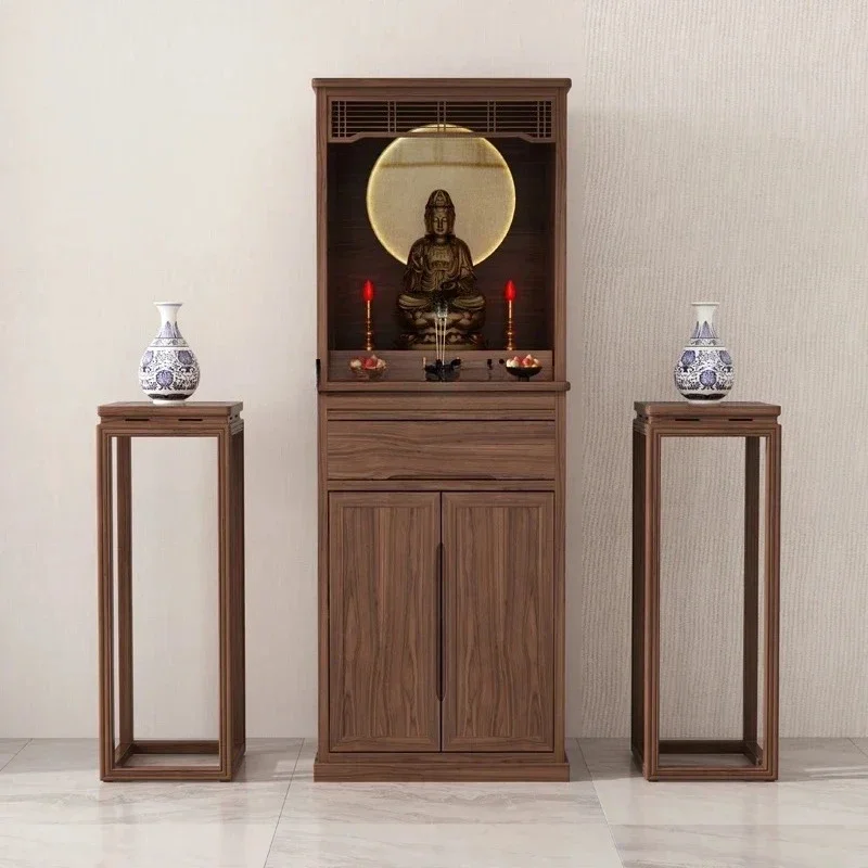 A16 Chinese Style Clothes Closet Solid Wood Altar Cabinet Buddha Cabinet Home Guanyin Worship Table God of Wealth