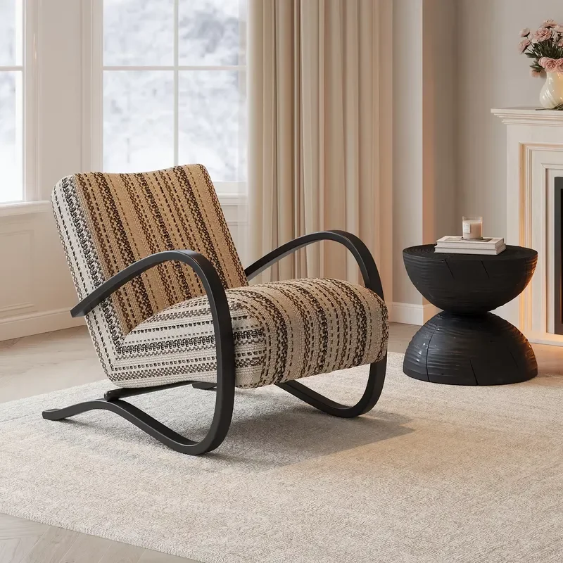 Modern Fabric Recliner Chair Comfortable Iron Frame Lounge Seat for Living Room Home Furniture Balcony Relaxation Armchair