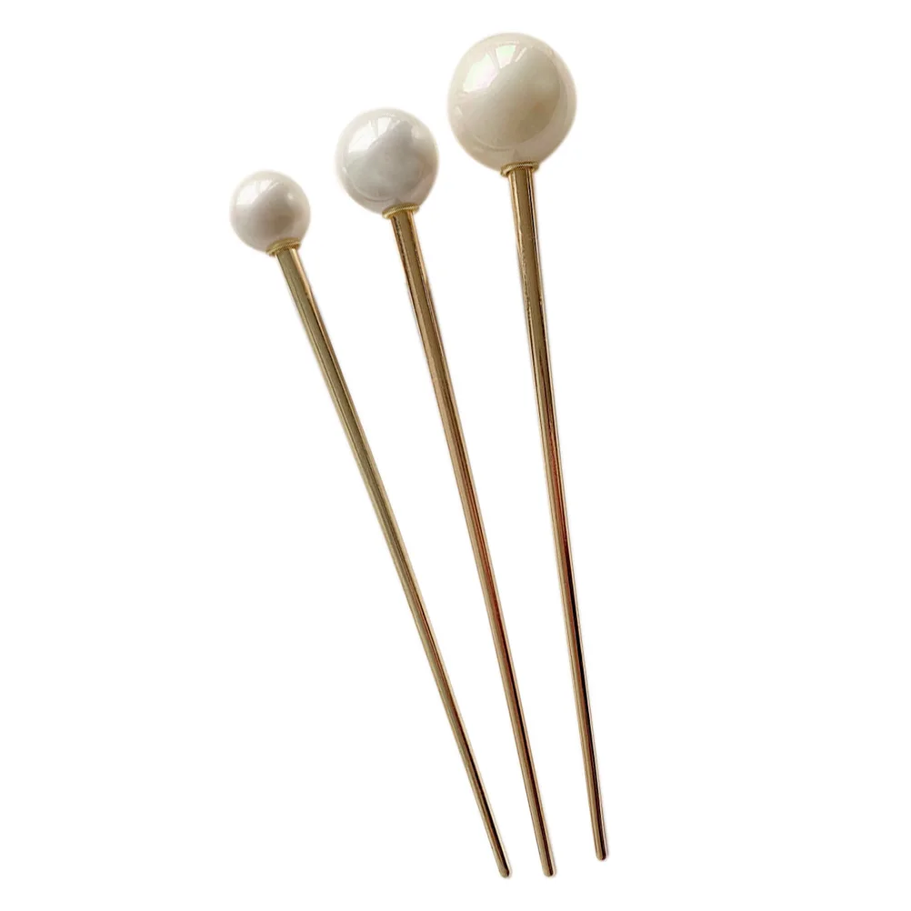 

3 pcs Metal Pearl Hairpin Hairpins for Women ABS Pearls Stick Styling Tools Hair Chopsticks Woman Hairpin Thick