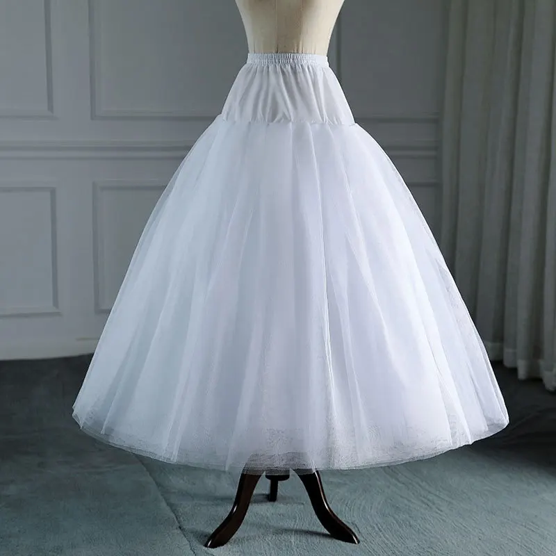 Jupon en tulle blanc pour robe de mariée de style ligne, sous-jupe longue, 4 à 8 couches, pas de cerceaux, accessoires de mariage pour patients