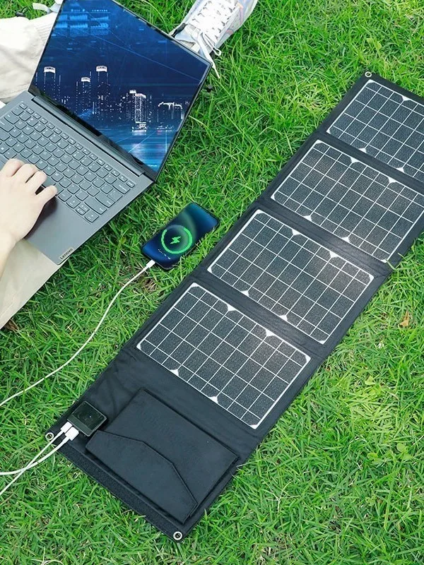 Outdoor solar charging panel photovoltaic mobile power supply portable 12v fast power bank folding mobile phone car power