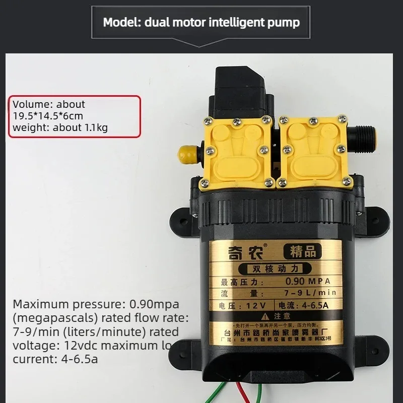 12V Dual Motor Water Pump - Twin Core Pump for Orchard Sprayer Fruit Tree Spraying Machine Parts