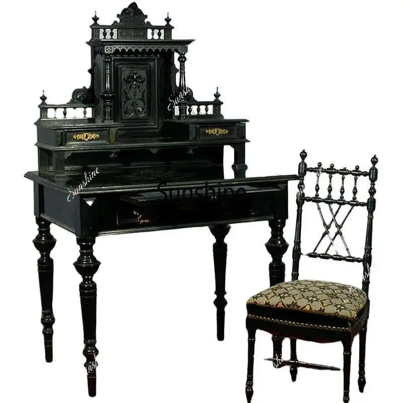 French Retro Solid Wood Dresser/Rustic/Neoclassical Black