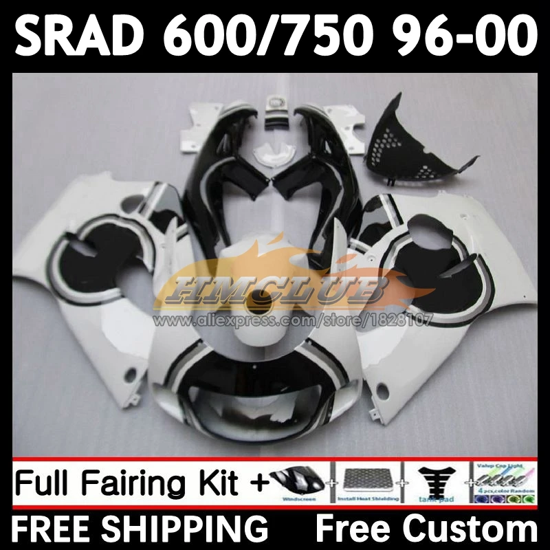 Body For SUZUKI SRAD GSXR 600 750 GSXR600 white black 1996 1997 1998 1999 2000 11No.29 GSX-R600 GSXR750 96 97 98 99 00 Fairing