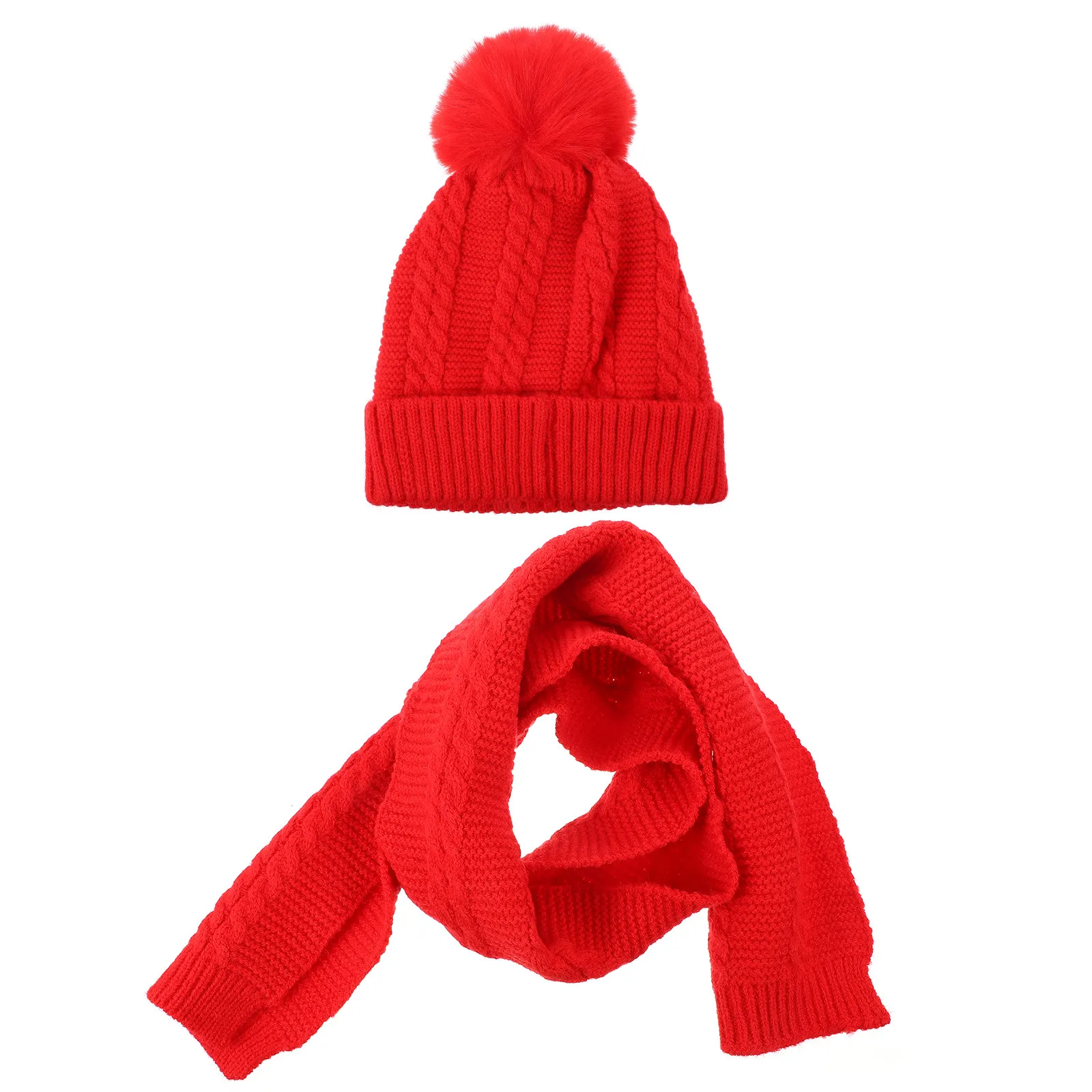 

1 set 1 Set Kids Knitted Hat Scarf Set Soft Warm Lining Winter Outdoor Beanie Muffler Gaiter For Children-Wear Wind-Proof Riding