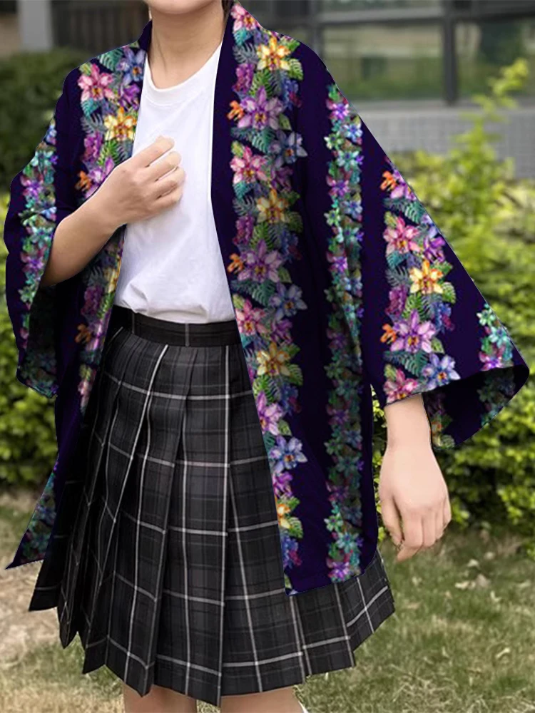 Japanese Traditional Dress Japanese Kimono Floral Printed Pattern Casual Comfortable Quality Kimono Half Sleeve Summer Fashion